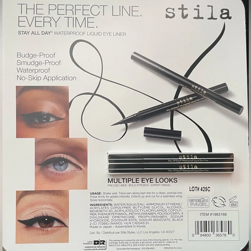 Stila Waterproof Liquid Eyeliner — Black 2 pack